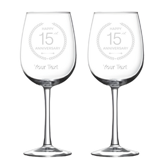 15th Anniversary Wine Glasses 16 oz | Set of 2 - Things Engraved