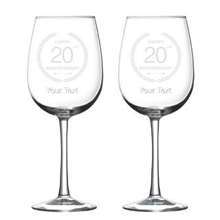 20th Anniversary Wine Glasses 16 oz | Set of 2 - Things Engraved
