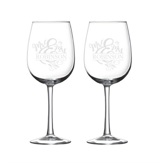Mr. & Mrs. Red Wine Glass Set - Things Engraved
