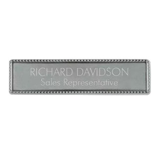 Personalized Antique Pewter Tone Beaded Plate 3 1/8x 3/4 - Things Engraved