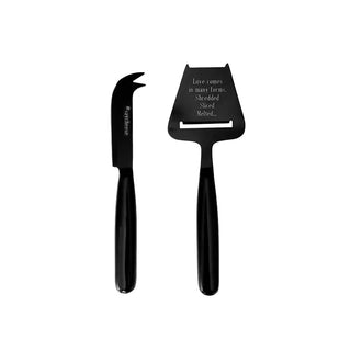 Personalized Cheese Knives - Matte Black Set Of 2 - Things Engraved