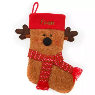 Reindeer Plush Face Stocking - Things Engraved