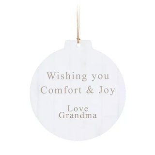 Round Wood Ornament White Personalized - Things Engraved