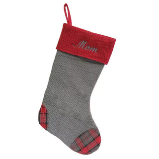 Red & Grey Classic Knitted Christmas Stocking - Things Engraved