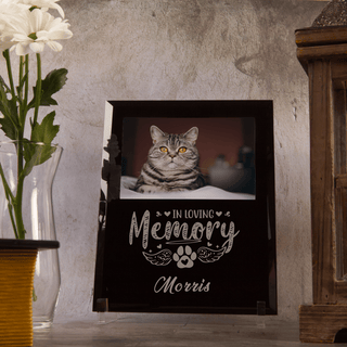 Pet In Loving Memory Custom Engraved Black Glass Frame - Things Engraved