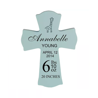 Wall Art - Blue Hanging Cross - Things Engraved
