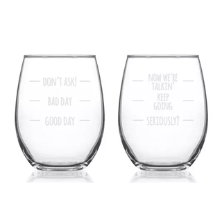 Funny Quotes Stemless Wine Glass Set of 2 - Things Engraved