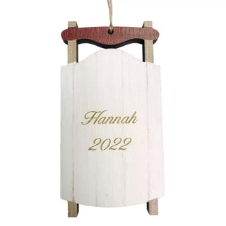 Wooden Sled Ornament - Things Engraved