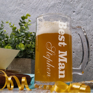 Best Man 16 oz Handled Beer Mug Stein - Things Engraved