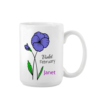 Birth Flower Ceramic Mug 15 oz - Things Engraved