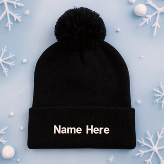 Winter Toque with PomPom & Embroidered Personalization - Things Engraved