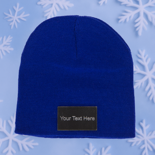 Winter Toque in Royal Blue with a Leather Patch - Things Engraved