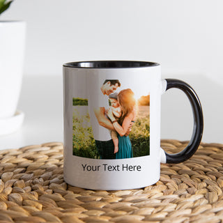 Custom 11oz Photo Mug - Black Handle - Things Engraved