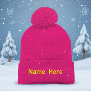 Winter Toque with PomPom & Embroidered Personalization - Things Engraved