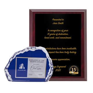 Full Colour Horizontal Iceberg Award & Plaque Bundle - Things Engraved