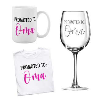 Promoted to Grandma Shirt, Wine Glass, and Mug Bundle - Things Engraved