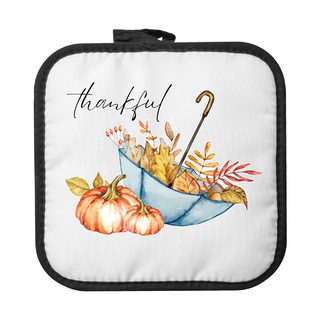 Personalized Fall Pot Holder – Custom Printed “Thankful” Autumn Kitchen Decor & Gift Things Engraved