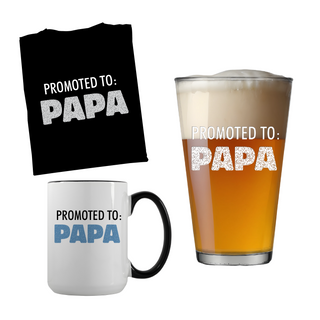 Promoted to Dad Shirt, Pint, and Mug Bundle - Things Engraved