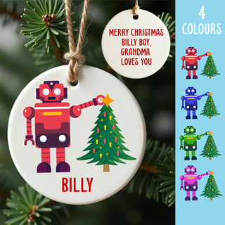 Toy Robot Ceramic Round Ornament - Things Engraved