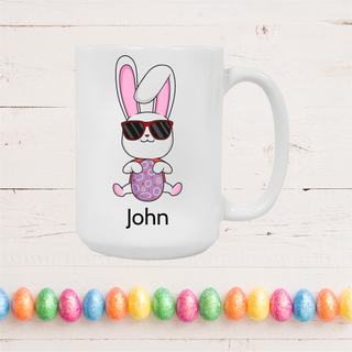 Cool Easter Bunny with Egg Mug 15 oz - Things Engraved