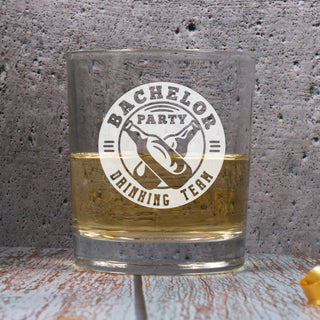 The Bachelor Party Drinking Team Whiskey Glass 11 oz - Things Engraved