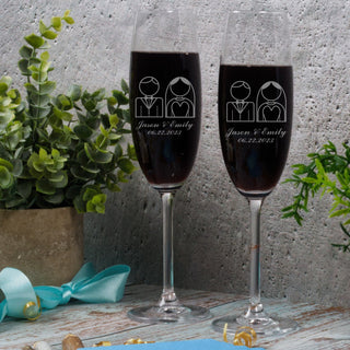 Wedding Couple Customized Engraved champagne glass set - Things Engraved
