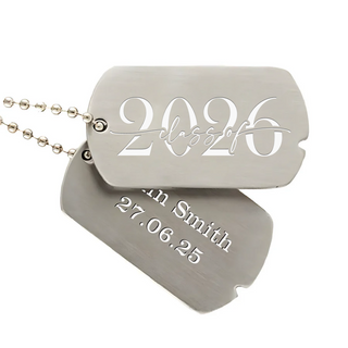 Class of 2026 Military Style Dog Tags With Custom Engraving - Set Of 2 Things Engraved