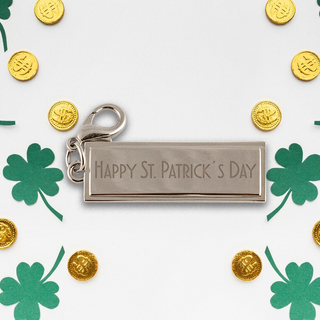 Happy St. Patrick's Day Rectangular Silver Charm with Engraving