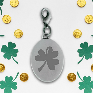 Lucky Clover Oval Pewtertone Charm for St Patrick Day