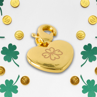 Lucky Clover Gold Heart Charm