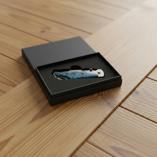 Custom Engraved Pocket Knife Camo Handle Blue & Green Things Engraved