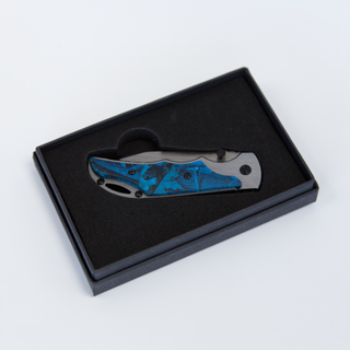 Custom Engraved Pocket Knife Camo Handle Blue & Green Things Engraved