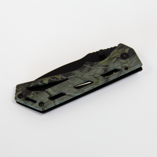 Custom Engraved Pocket Knife Camo Handle Blue & Green Things Engraved
