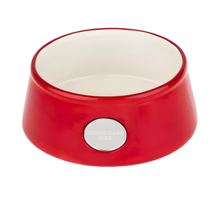 Ceramic Pet Bowl With Engravable Plate