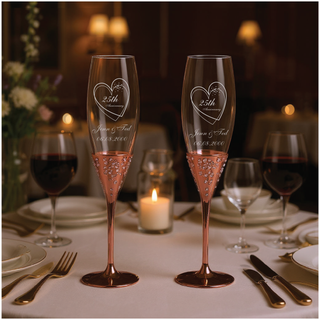 Happy 25th Anniversary Rose Gold Champagne Flute Set