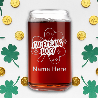 Feeling Lucky Beer Can Glass St Patrick Day