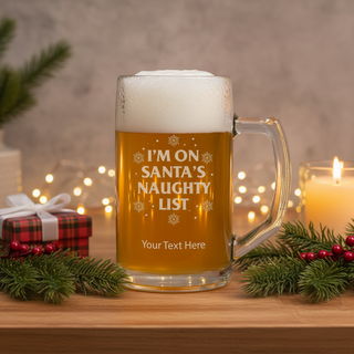 On Santa's Naughty List Engraved Handled Beer Stein 15 oz Things Engraved