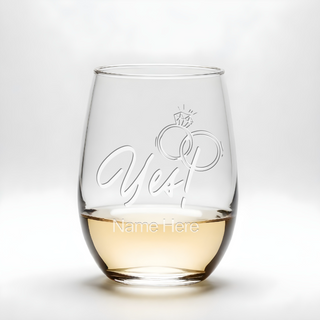 Yes! Engagement Stemless Wine Glass