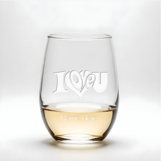 I Love You Stemless Wine Glass