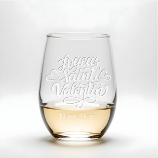 Joyeus Saint Valentin Stemless Wine Glass