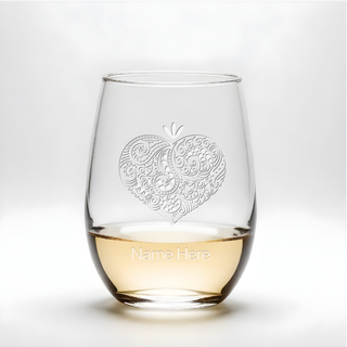 Pretty Heart Stemless Wine Glass