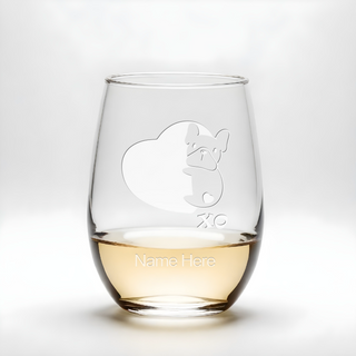 Dog on Heart Stemless Wine Glass