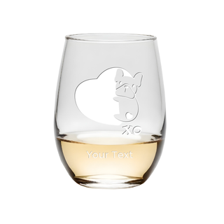 Dog on Heart Stemless Wine Glass