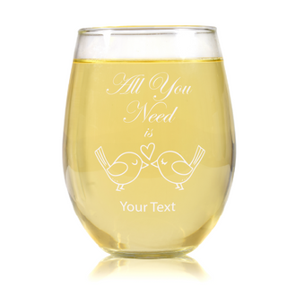 Verre à vin sans pied All You Need is Love