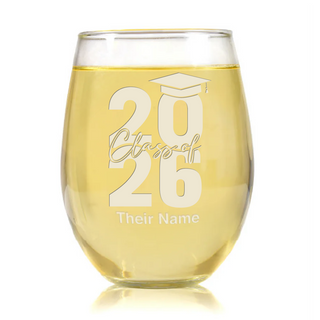 Class of 2026 Stemless Wine Glass Things Engraved