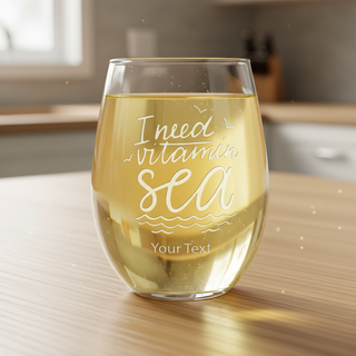 I Need Vitamin Sea Stemless Wine Glass Things Engraved