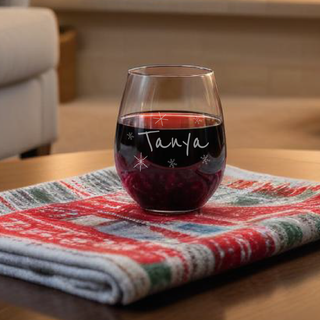 Personalized Snowflakes with Name Stemless Wine Glass
