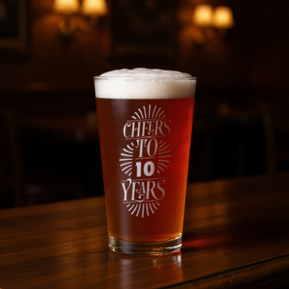 Custom Anniversary Beer Pint 16 oz