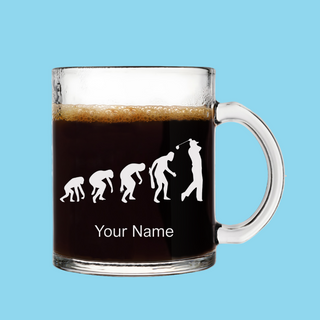 Golf Themed Engraved Glass Coffee Mug 10 oz