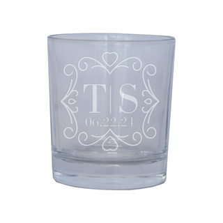 Couple Monogram With Date Custom Engraved Whiskey Glass